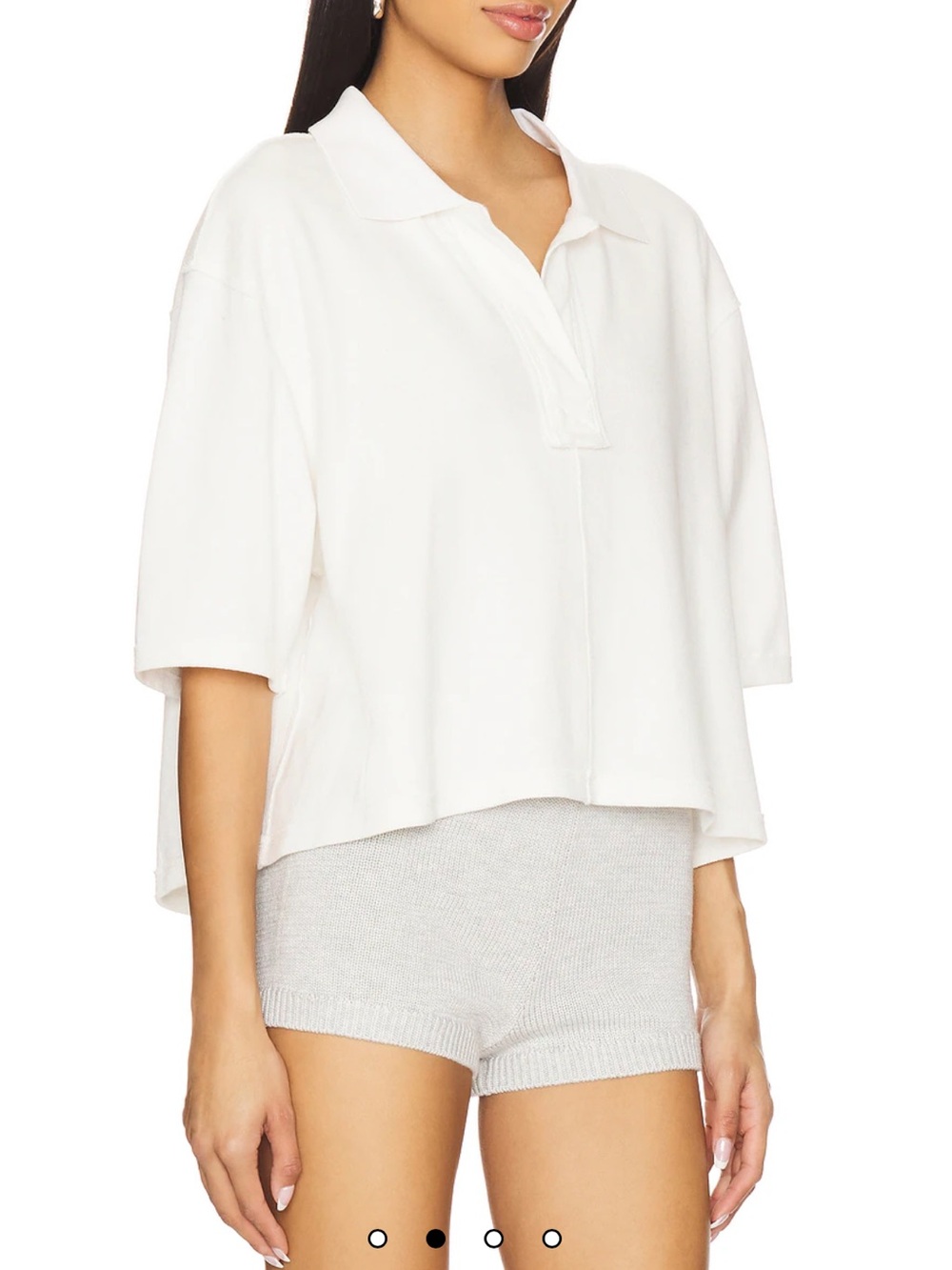 NWT We The Free White/Cream Cropped Polo Top Size Medium NEW - Picture 7 of 9